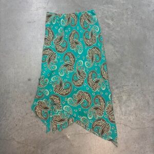 Teal  paisley midi skirt